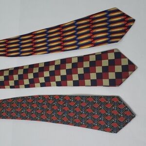 Bullock & Jones bundle of 3 silk ties geometric patterns